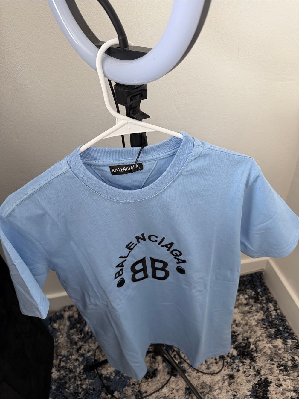 Balenciaga Kids Light Blue Logo Tee
